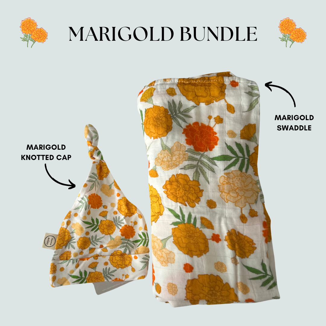 Marigold Bundle: Swaddle + Knotted Cap