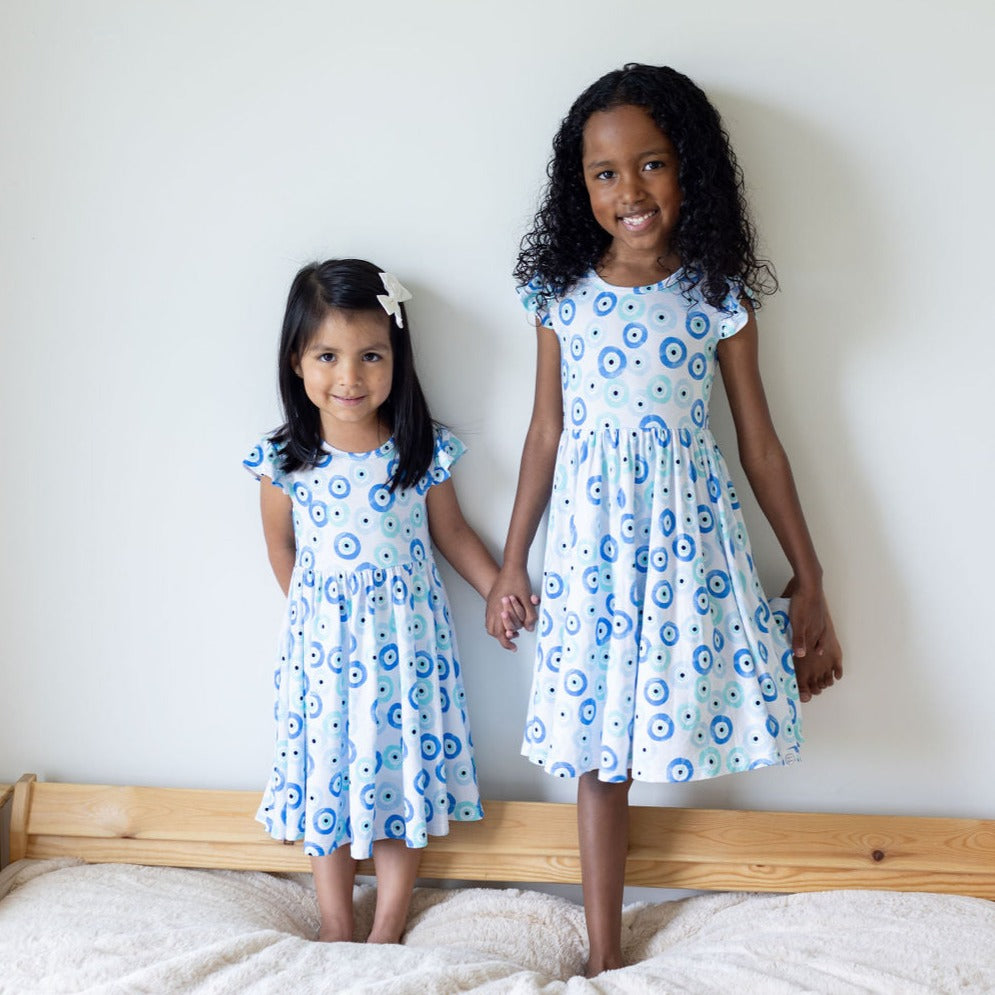 Evil Eye Ruffle Sleeve Dress