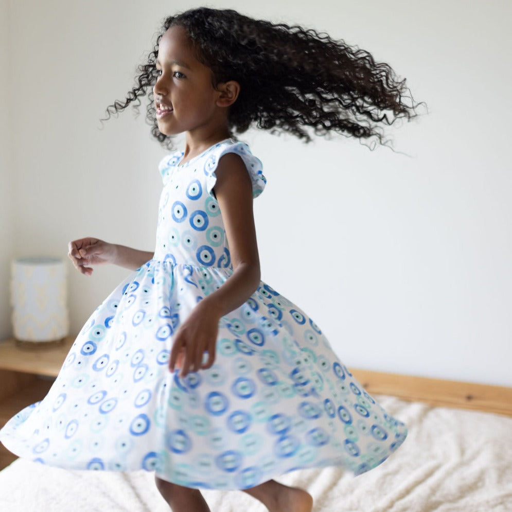 Evil Eye Ruffle Sleeve Dress