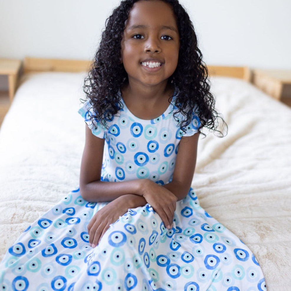 Evil Eye Ruffle Sleeve Dress