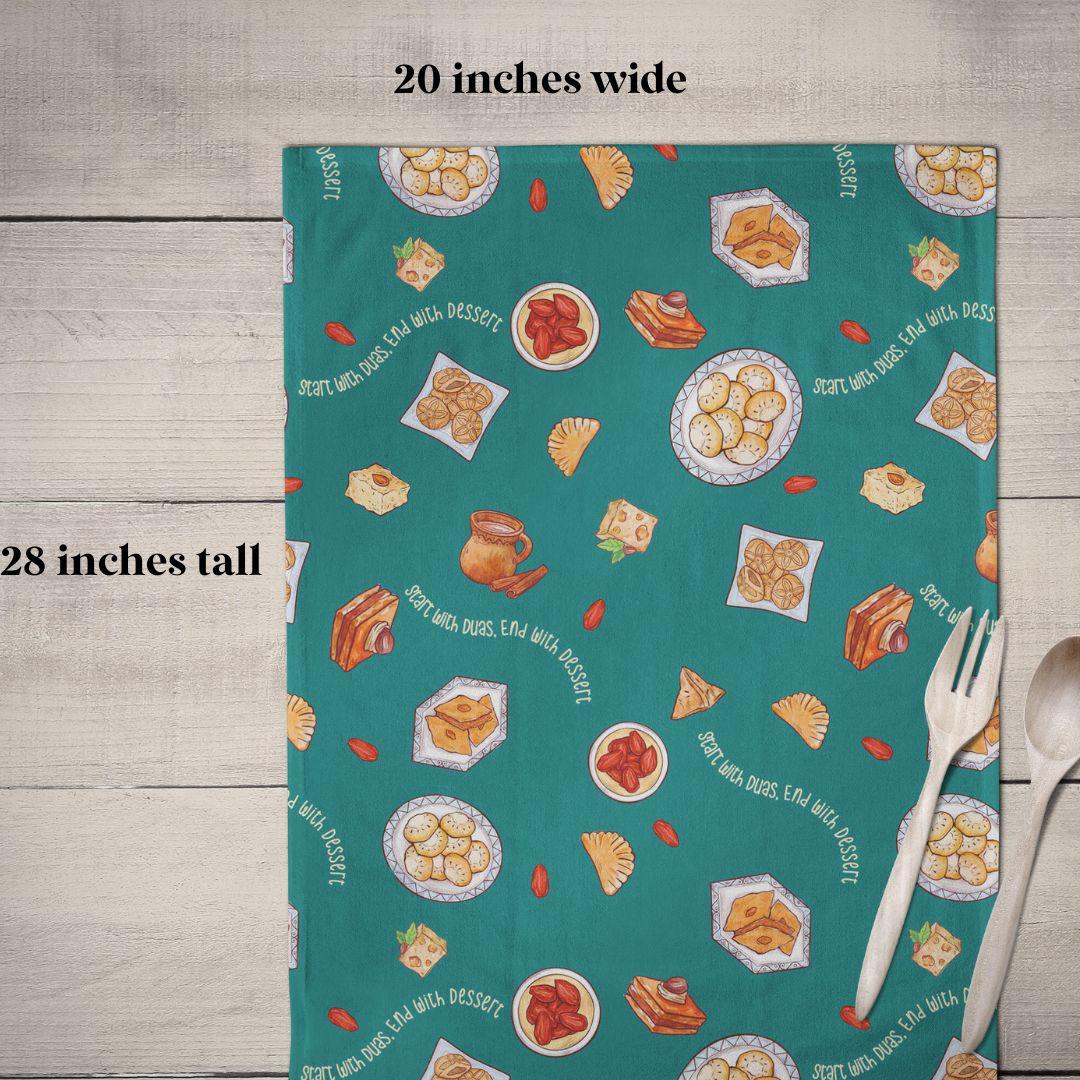 Start with Duas, End with Dessert Cotton Tea Towel (FINAL SALE)