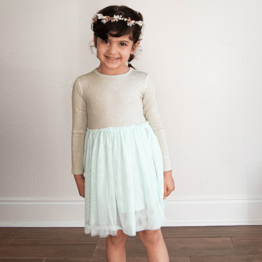 Calming Crescents Tulle Dress - Jasmine + Marigold Calming Crescents Tulle Dress - Jasmine + Marigold