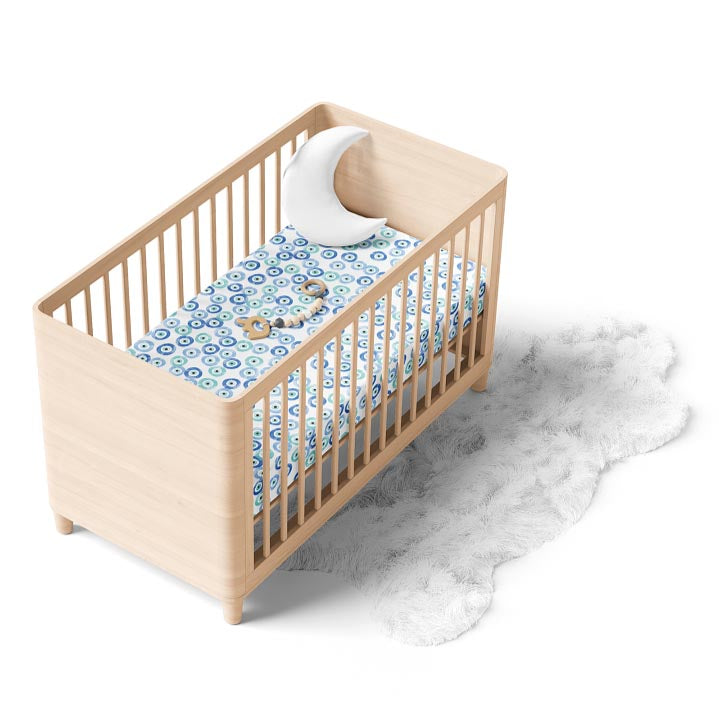 Evil Eye hot Crib2Sheet Nursery2Decor Baby Infant Linen Cradle Bedding Boy Or Girl Newborns Gift Set