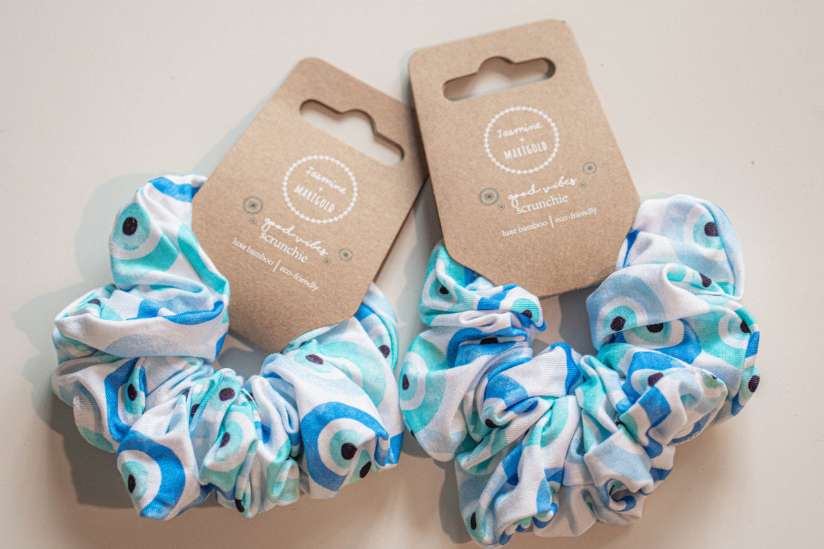 Bamboo Scrunchie - Evil Eye