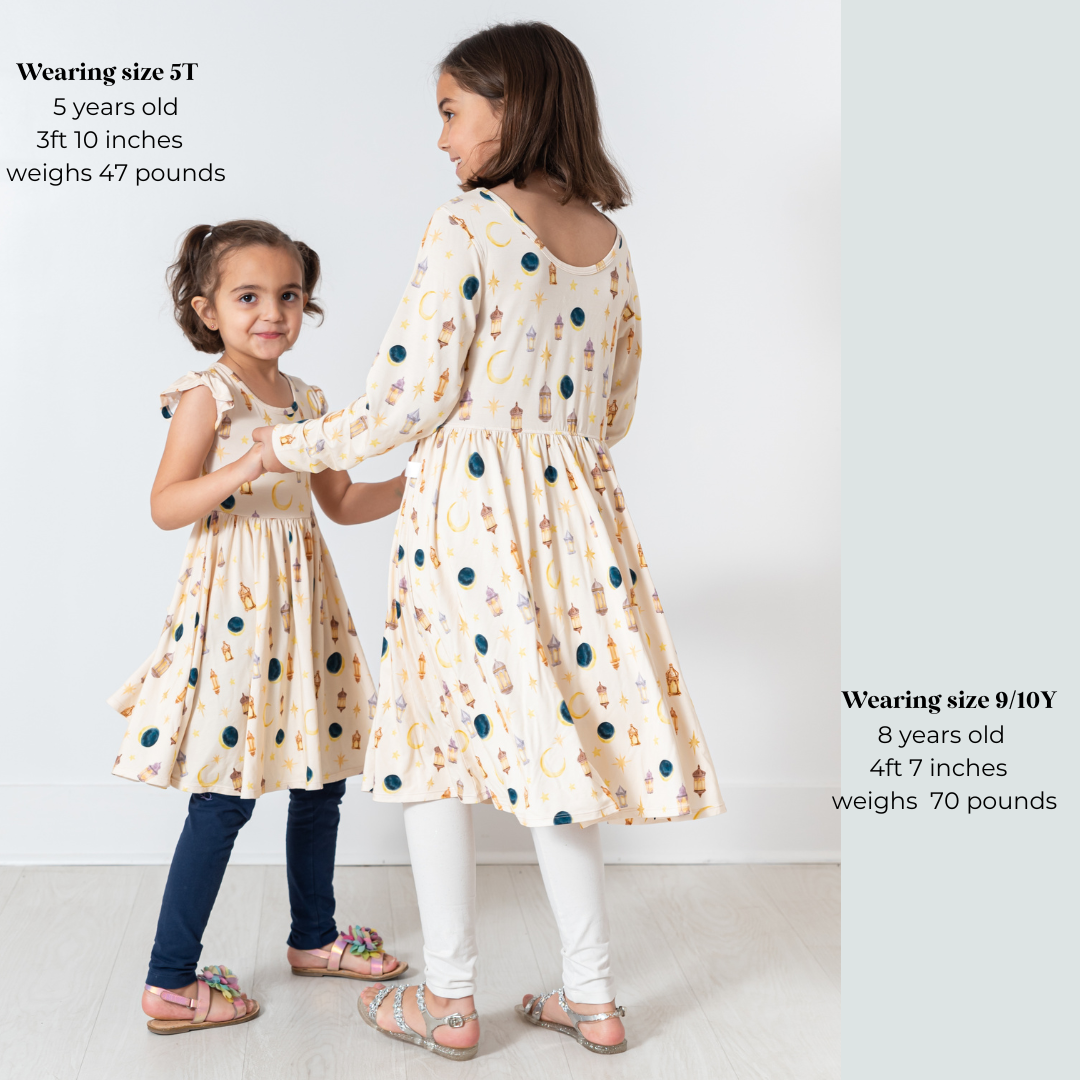 Ruffle Sleeve Toddler Twirl Dress: Ramadan Noor  (Neutral)
