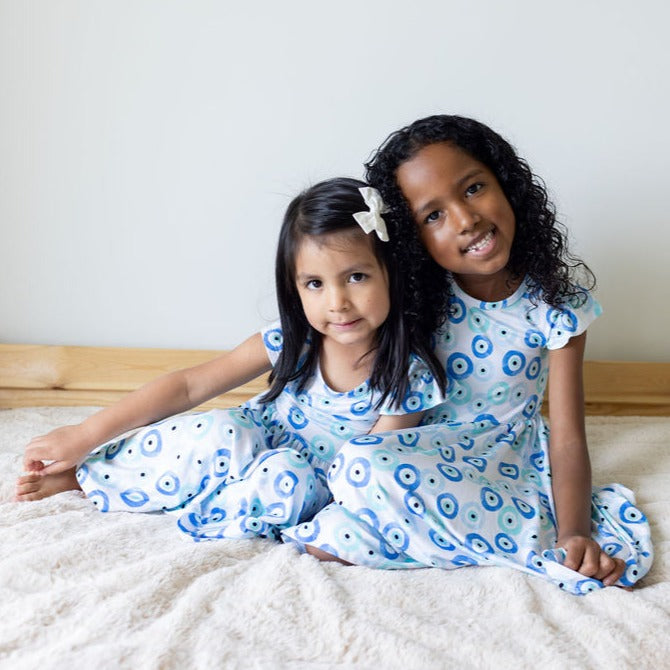 Evil Eye Ruffle Sleeve Dress