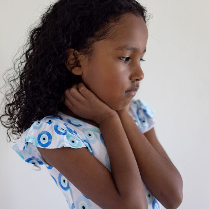 Evil Eye Ruffle Sleeve Dress