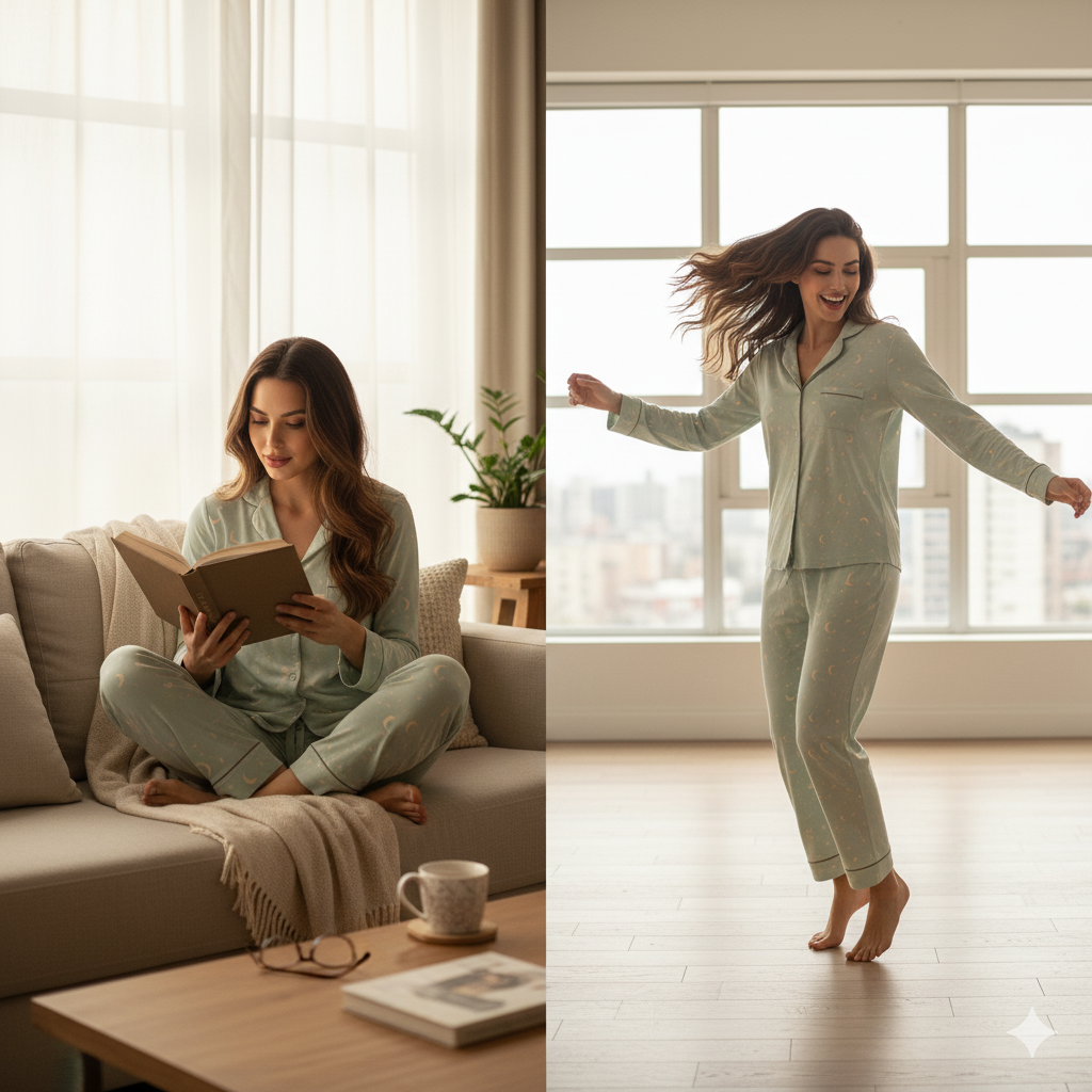 Calming Crescents Ladies 2pc PJ Set