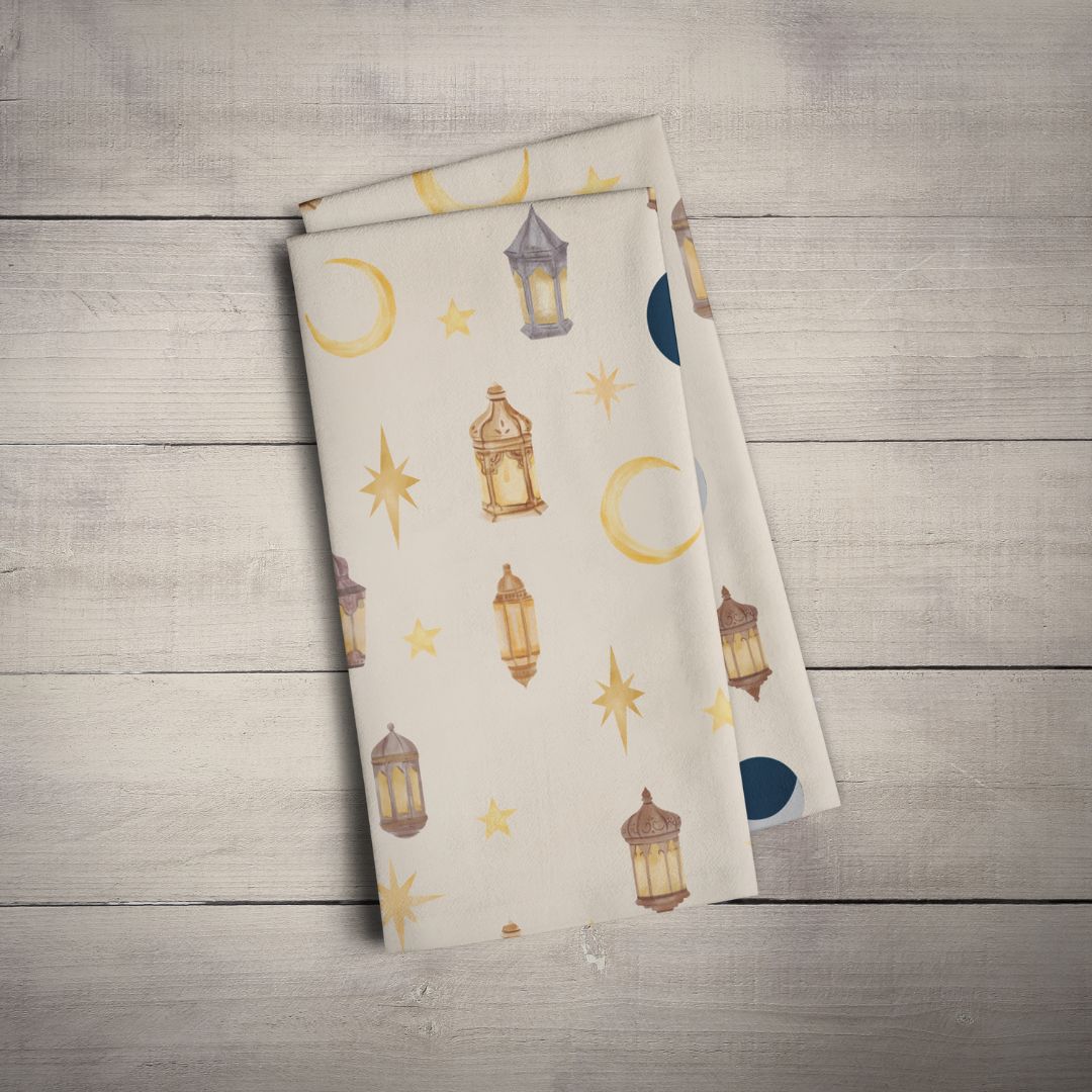 Lantern and Star Cotton Tea Towel