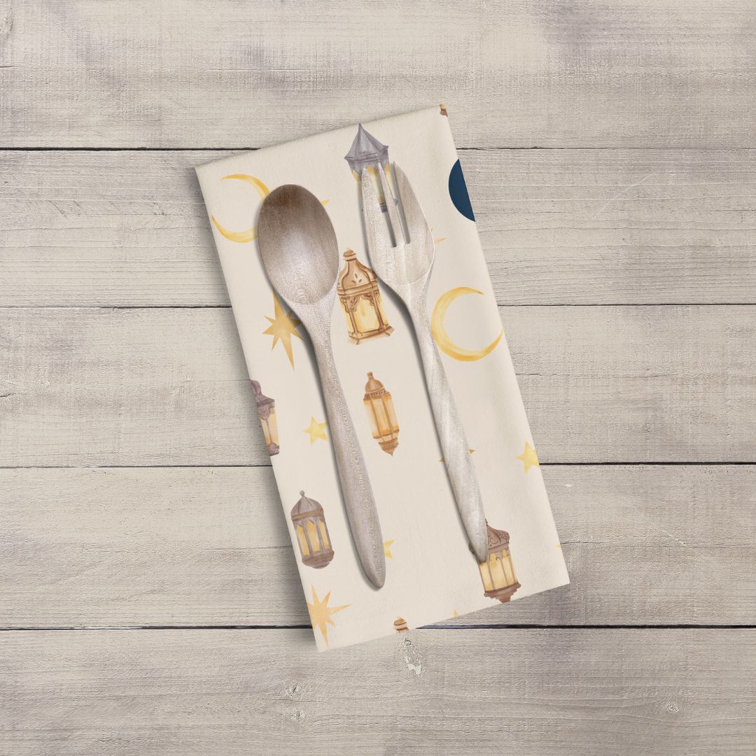 Lantern and Star Cotton Tea Towel