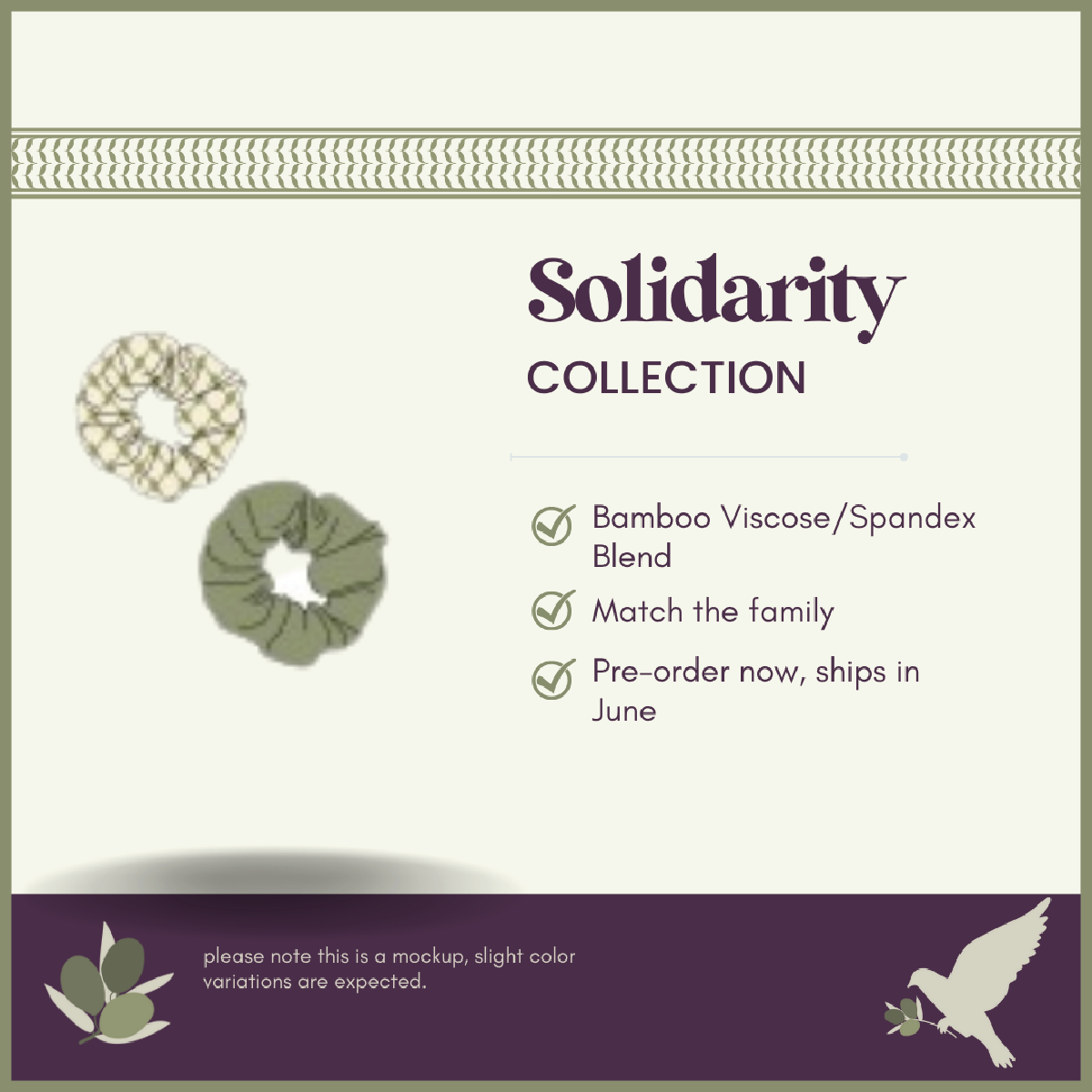 Solidarity 2pc Bamboo Scrunchie Set